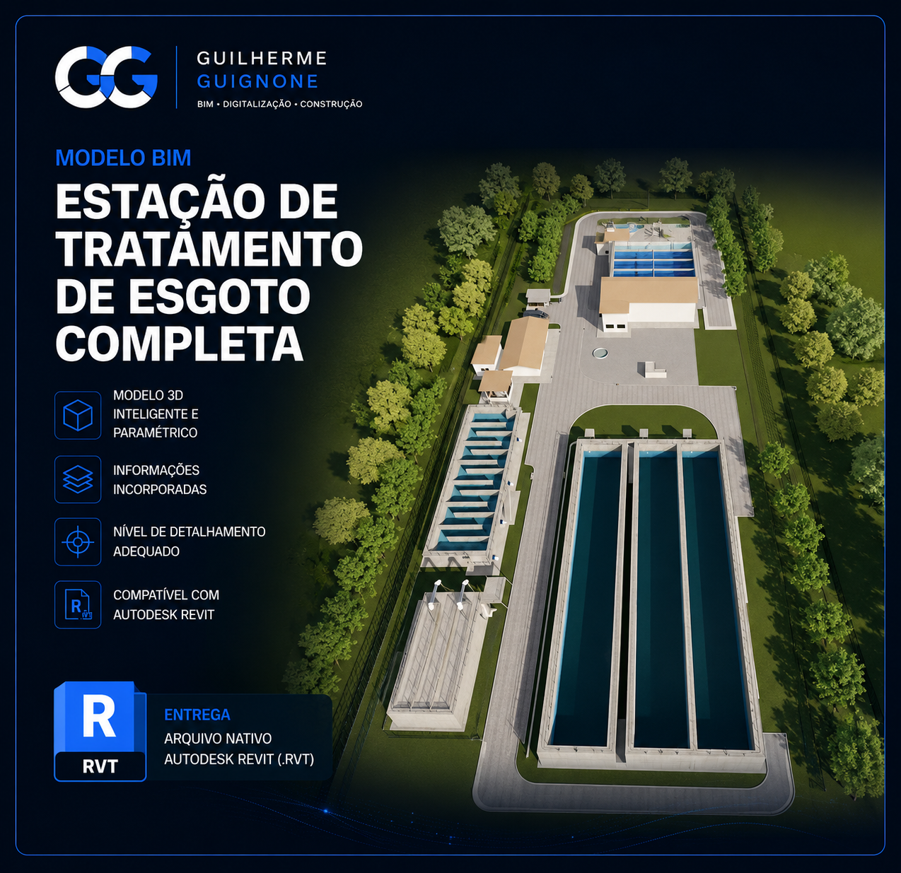 Modelo BIM de Estação de Tratamento de Esgoto Completa